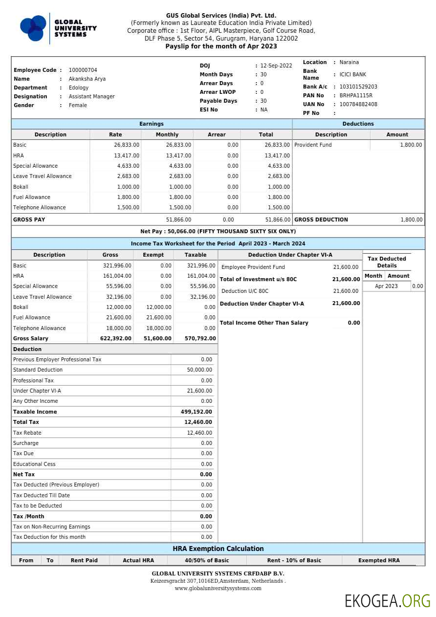 Modèle de fiche de paie GUS Global Services India aux formats Word et PDF.pdf, 1